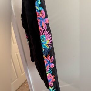 Black Long Sleeve Women’s Shirt with dog and floral design